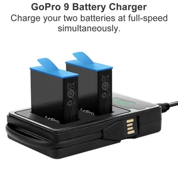 Зарядное устройство для GoPro Hero 10 9, черное, с двумя портами и ЖК-дисплеем, кабель для зарядки Go Pro 10 9, аксессуары  5