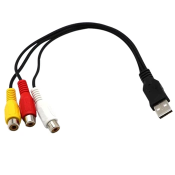 Кабель USB-3RCA, разъем USB-розетка для 3 RCA, композитный адаптер Rgb Video AV, конвертер, кабель, шнур, разъем для телевизора, ПК, видеорегистратора  5