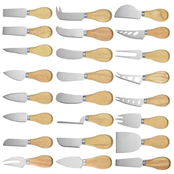 1 шт. Стальные ножи для сыра из нержавеющей стали с бамбуковой деревянной ручкой Нож для нарезки сыра Резак для сыра Кухонный инструмент для выпечки  5