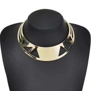 Модные Ожерелья-Чокеры Для Женщин 2023 Геометрическое Заявление Массивные Металлические Накладки Широкий Воротник Чокер Панк Ювелирные Изделия MANILAI  5