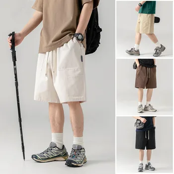 Шорты-карго Мужские летние повседневные шорты в стиле хип-хоп с большим карманом, свободная уличная одежда, мешковатые спортивные штаны для бега трусцой, для кемпинга, скалолазания  5