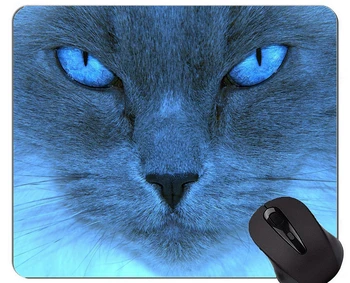 Коврик для мыши с прошитыми краями, синие кошачьи глазки, нескользящая резиновая основа, коврик для мыши  5