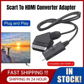 Scart-HDMI-совместимый ТВ Аудио-Видеоадаптер 1080P/720P Конвертер Шнур DC 5V Micro USB Кабель для HDTV/DVD/телеприставки  4