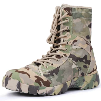 Камуфляжная тактическая парусиновая обувь с высоким берцем, Летние дышащие сверхлегкие боевые Военные ботинки, мужская обувь для тренировок по безопасности на открытом воздухе.  10